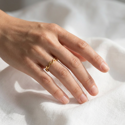Dainty Ocean Wave Band - 925 Sterling Silver Stacking Ring