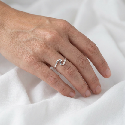 Hammered Wave Band Ring - 925 Sterling Silver