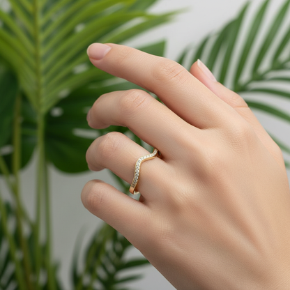 925 Sterling Silver Hawaiian Ocean CZ Line Wave Band Ring