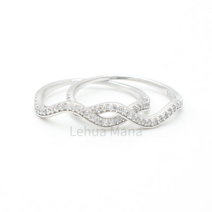 925 Silver CZ Wave Ring, Silver Ring, 925 Sterling Silver Jewelry, CZ Wave Ring, CZ Ring