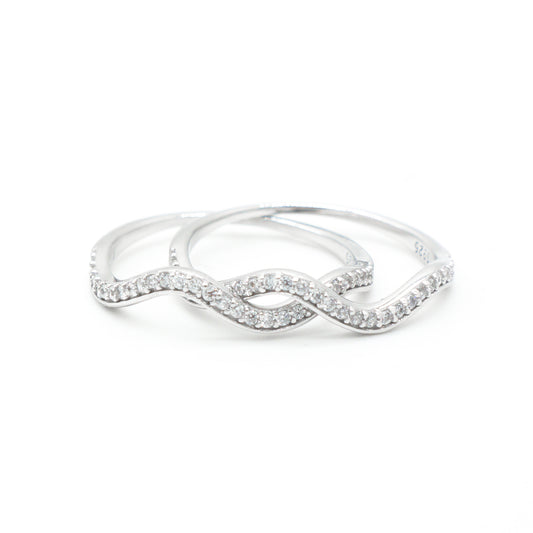 Hawaiian Wave CZ Stacking Band - 925 Sterling Silver