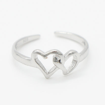 925 silver heart toe ring, silver toe rings, heart ring
