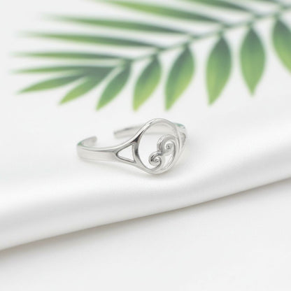 Adjustable Hawaiian Cresting Wave Toe Cuff Ring - 925 Sterling Silver