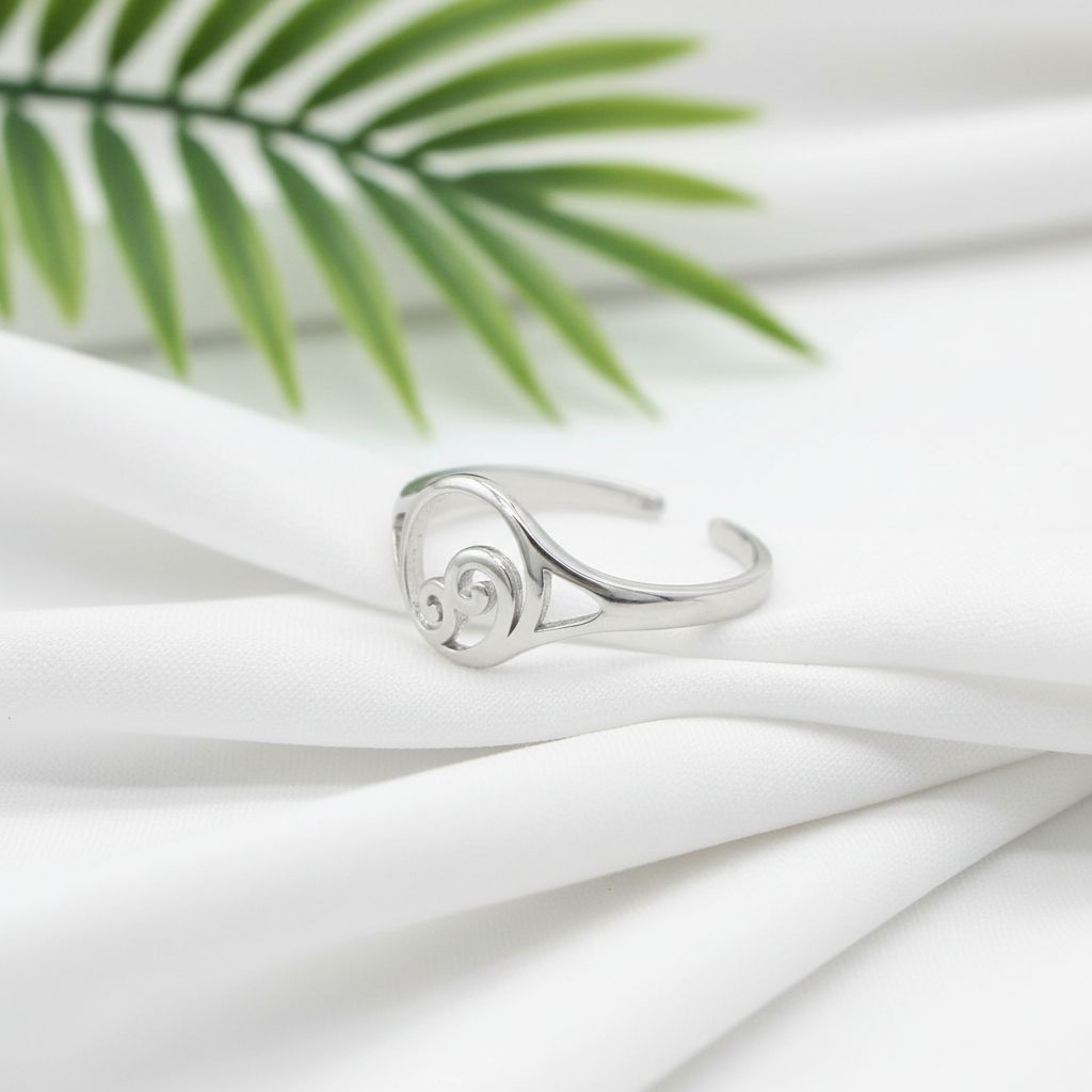 Adjustable Hawaiian Cresting Wave Toe Cuff Ring - 925 Sterling Silver