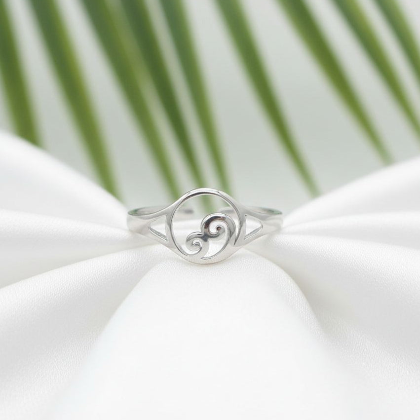 Adjustable Hawaiian Cresting Wave Toe Cuff Ring - 925 Sterling Silver