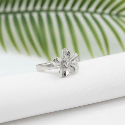925 Sterling Silver Plumeria Flower Women's Adjustable Toe Cuff Ring
