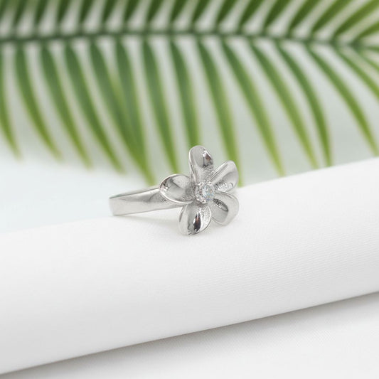 925 Sterling Silver Plumeria Flower Women's Adjustable Toe Cuff Ring