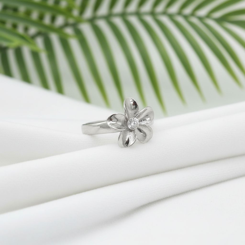 925 Sterling Silver Plumeria Flower Women's Adjustable Toe Cuff Ring
