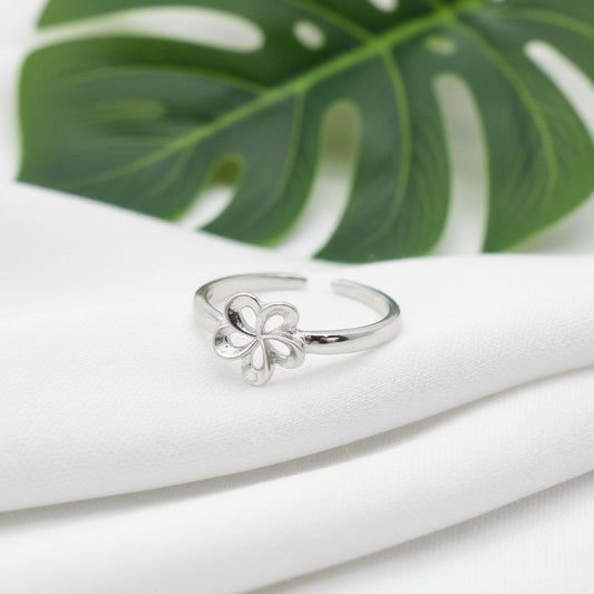 925 Sterling Silver Cutout Hawaiian Flower Women's Adjustable Toe Cuff Ring