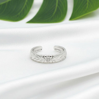 Adjustable 4mm Hawaiian Heirloom Toe Cuff Ring - 925 Sterling Silver