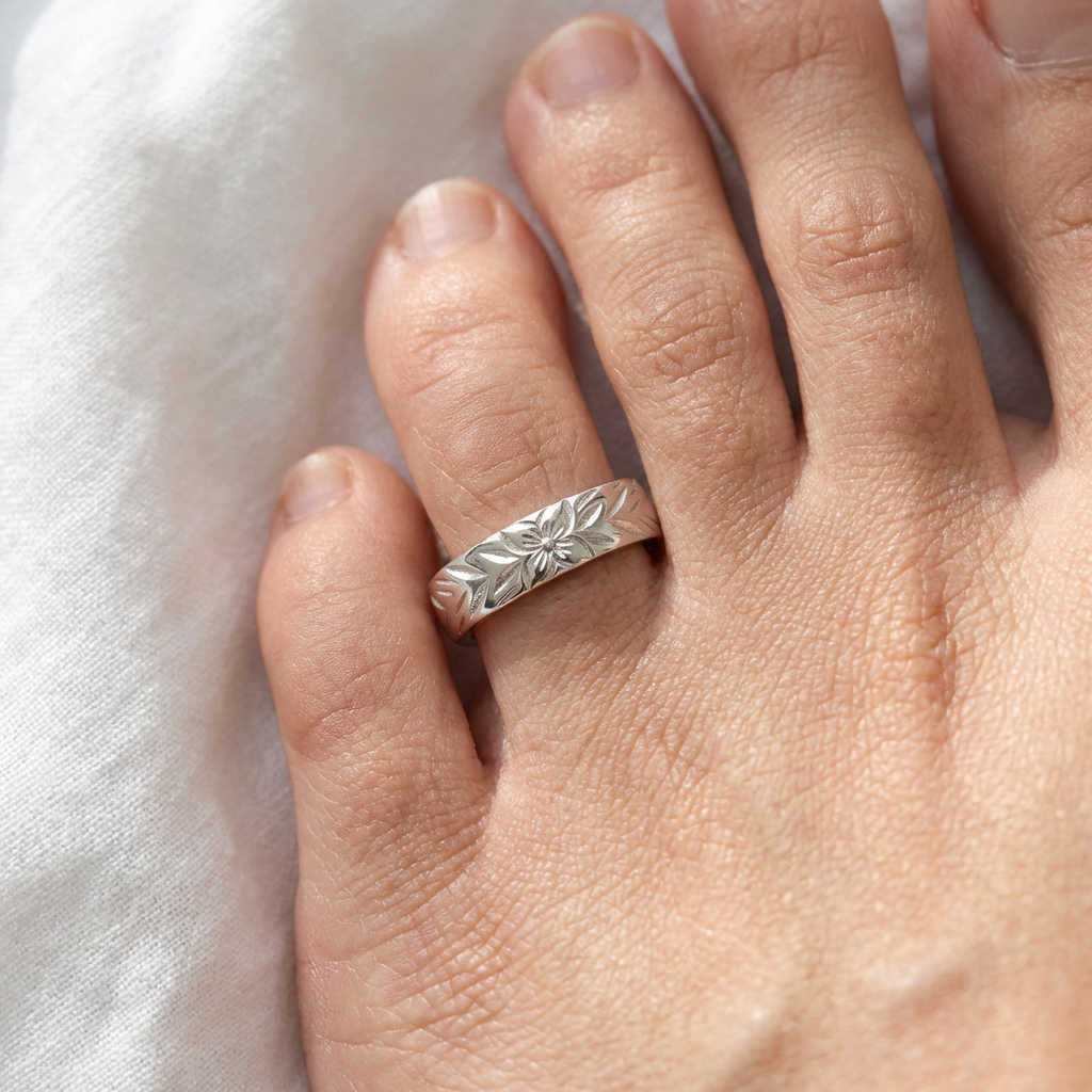 Adjustable 4mm Hawaiian Heirloom Toe Cuff Ring - 925 Sterling Silver