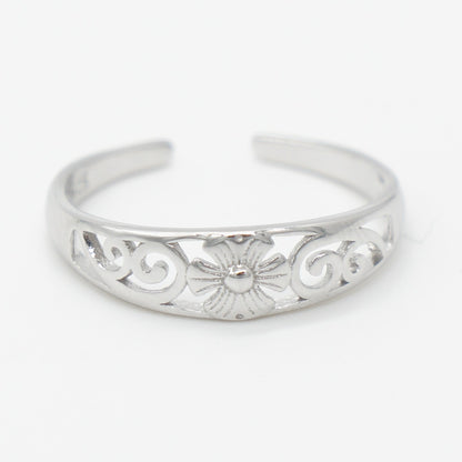 925 silver flower toe ring, silver toe rings, flower ring
