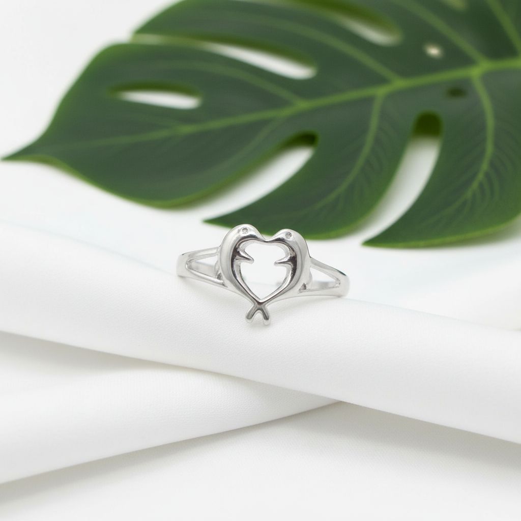 925 Sterling Silver Dolphin Heart Women's Adjustable Toe Cuff Ring