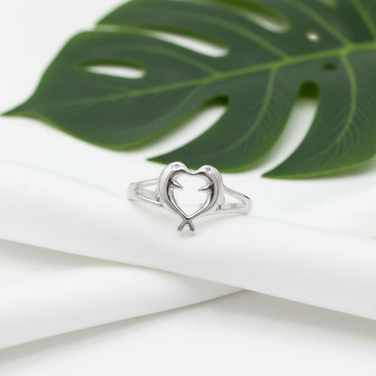 925 Sterling Silver Dolphin Heart Women's Adjustable Toe Cuff Ring