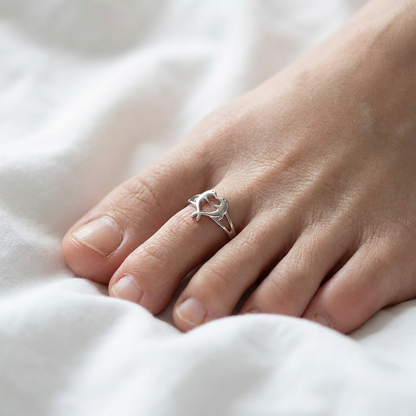 Adjustable Kissing Dolphin Heart Toe Cuff Ring - 925 Sterling Silver