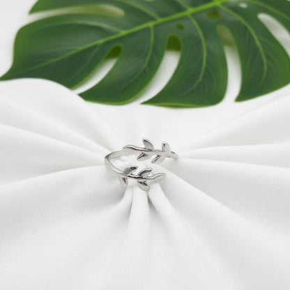 Adjustable Vine Leaf Bypass Toe Cuff Ring - 925 Sterling Silver