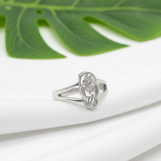 925 Sterling Silver Flip-Flop Slipper Women's Adjustable Toe Cuff Ring