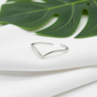 925 Sterling Silver Line V-Wave Women's Adjustable Toe Cuff Ring