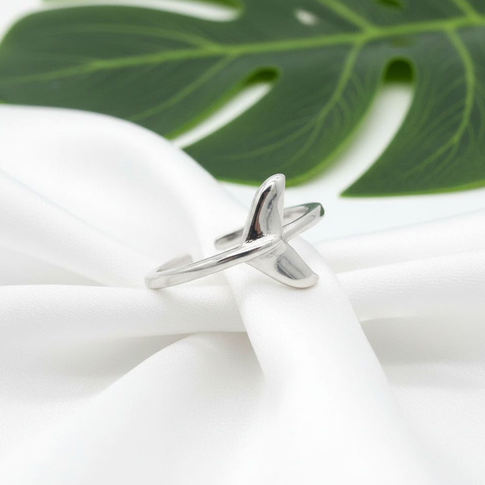 Adjustable Whale Tail Fluke Toe Cuff Ring - 925 Sterling Silver