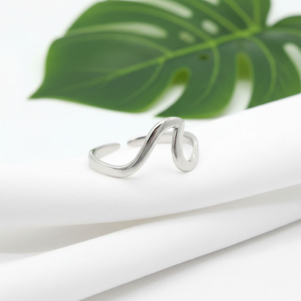 925 Sterling Silver Hawaii Ocean Wave Women's Adjustable Toe Cuff Ring