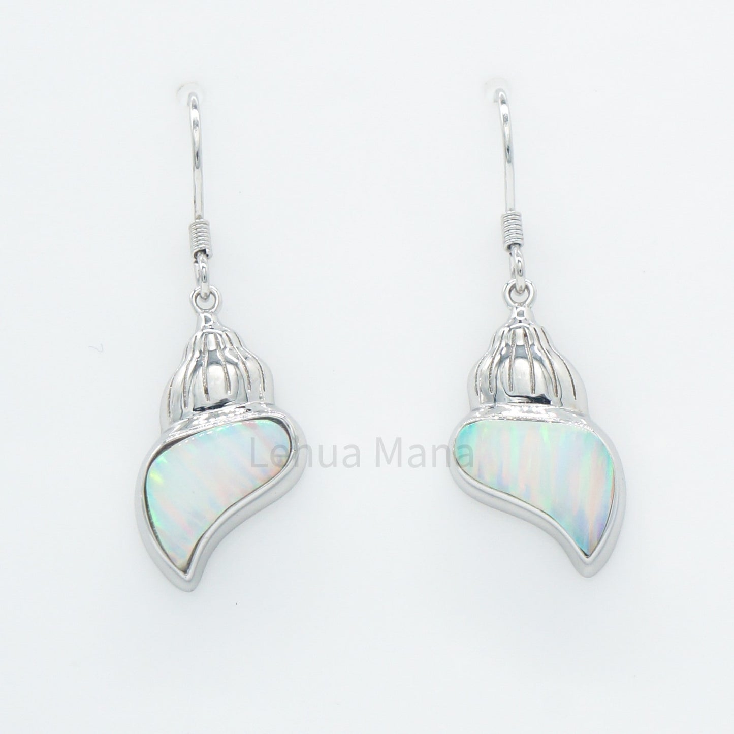 925 Silver Blue Opal Conch Seashell Dangle Earrings, Opal Earrings, 925 Sterling Silver Jewelry, Conch Seashell Earrings