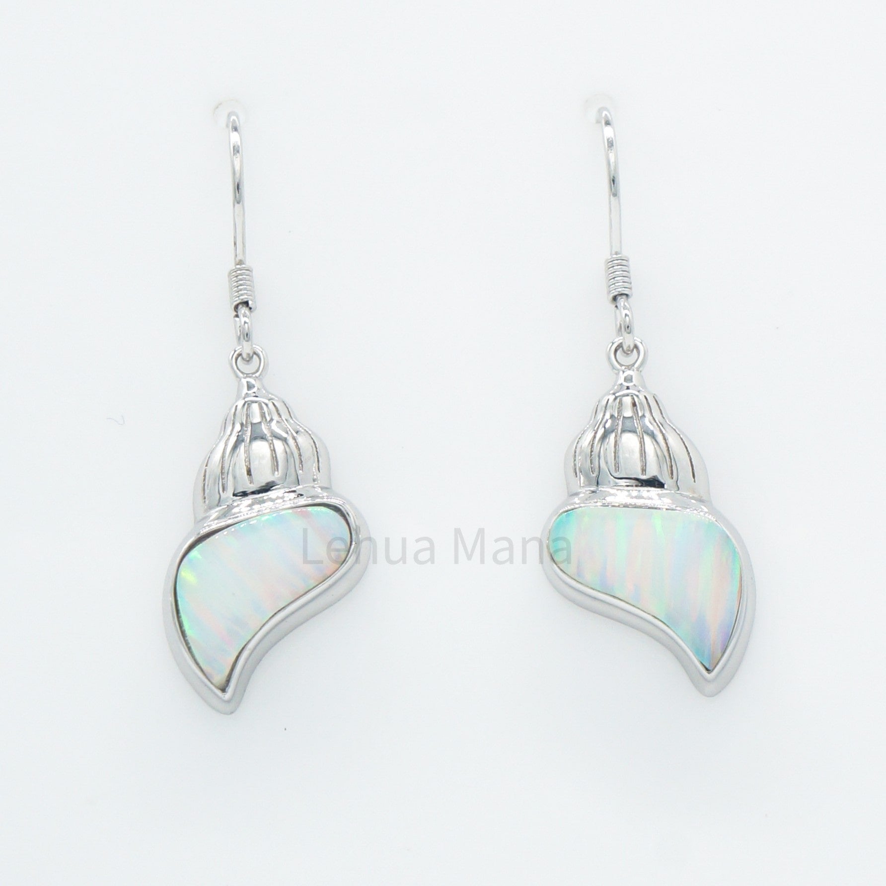 925 Silver Blue Opal Conch Seashell Dangle Earrings, Opal Earrings, 925 Sterling Silver Jewelry, Conch Seashell Earrings