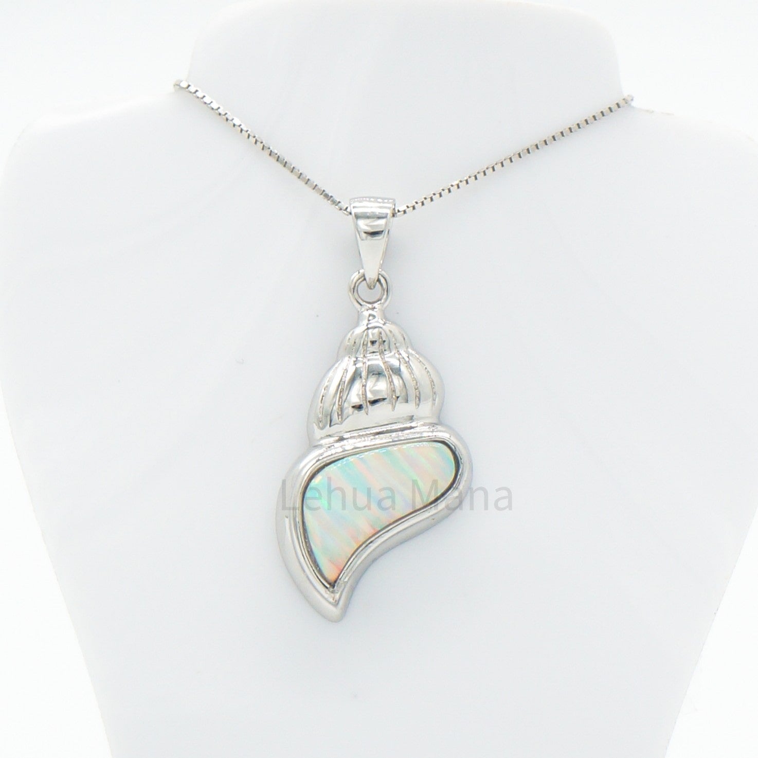 925 Silver White Opal Conch Seashell Necklace, Opal Necklace, 925 Sterling Silver Jewelry, Conch Seashell Necklace
