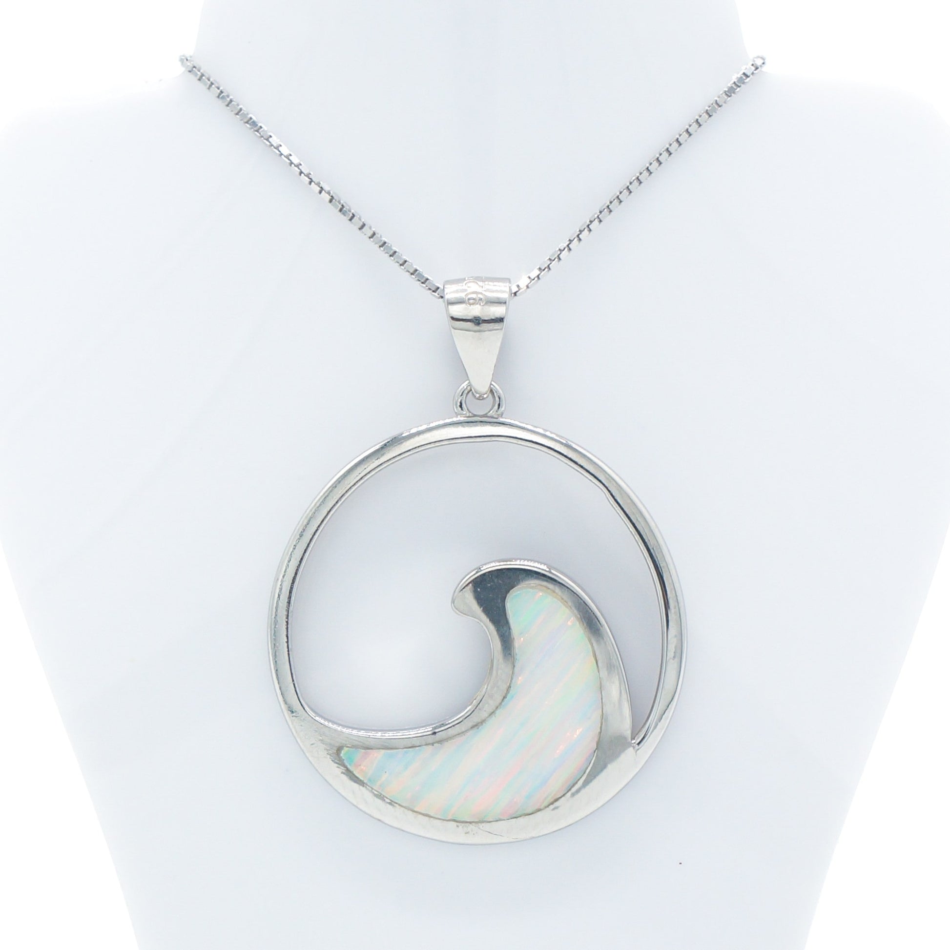 925 Silver Opal Round Wave Necklace, Opal Necklace, 925 Sterling Silver Jewelry, Round Wave Necklace